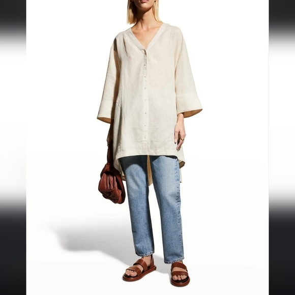 NWT- Harshman Los Angeles, Dimos Caftan, Natural (Light Oat), One Size - Picture 1 of 3